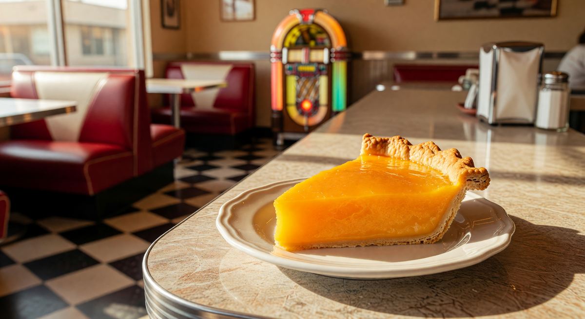 Valencia orange pie at a vintage citrus diner